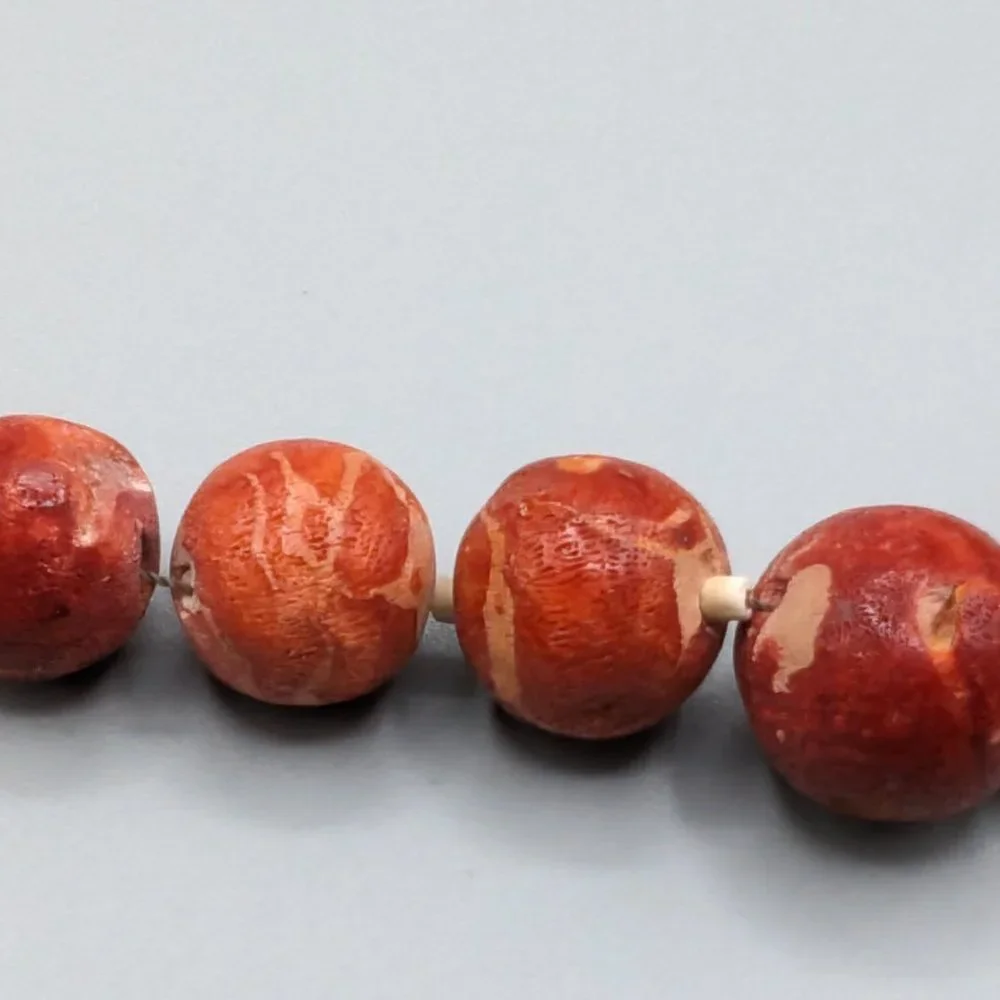 COPY - Vintage Raw Unpolished Natural Coral Bead Necklace - Picture 14 of 15